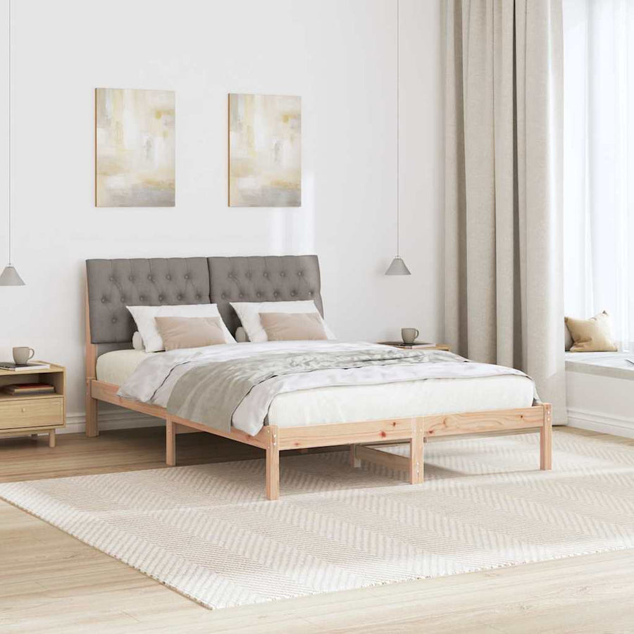 Bedframe met Gevoerd Hoofdgedeelte Bruin 135 x 190 cm