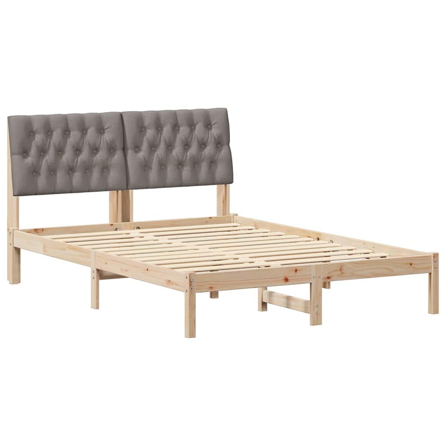 Bedframe met Gevoerd Hoofdgedeelte Bruin 135 x 190 cm