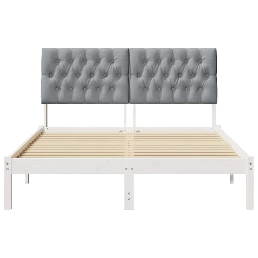 Bedframe met Gevoerd Hoofdgedeelte Wit 135 x 190 cm