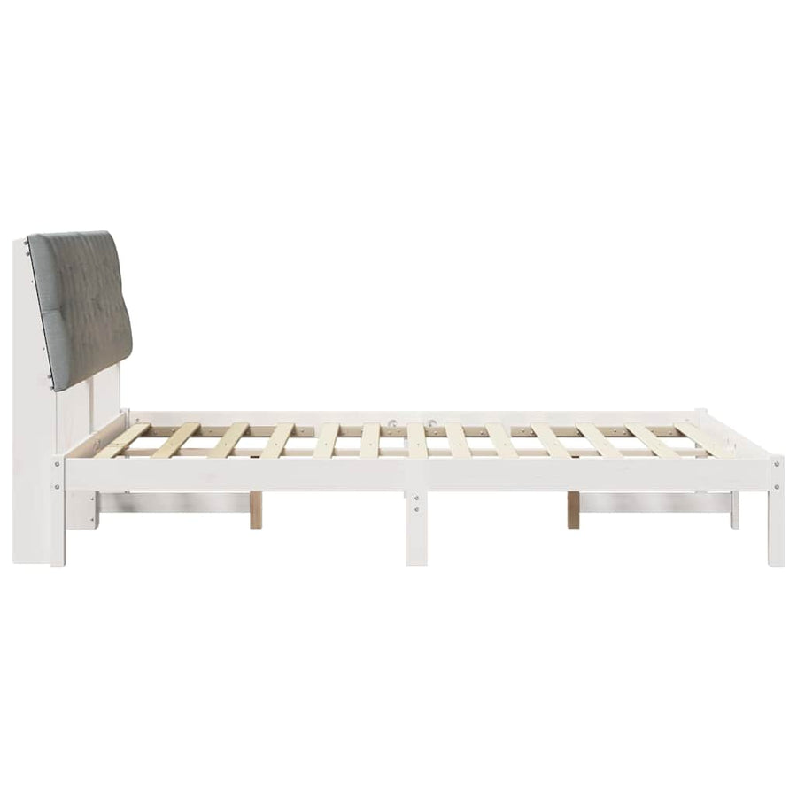 Bedframe met Gevoerd Hoofdgedeelte Wit 135 x 190 cm