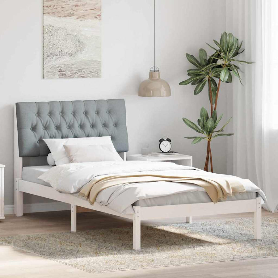 Bedframe met Gevoerd Hoofdgedeelte Wit 100 x 200 cm