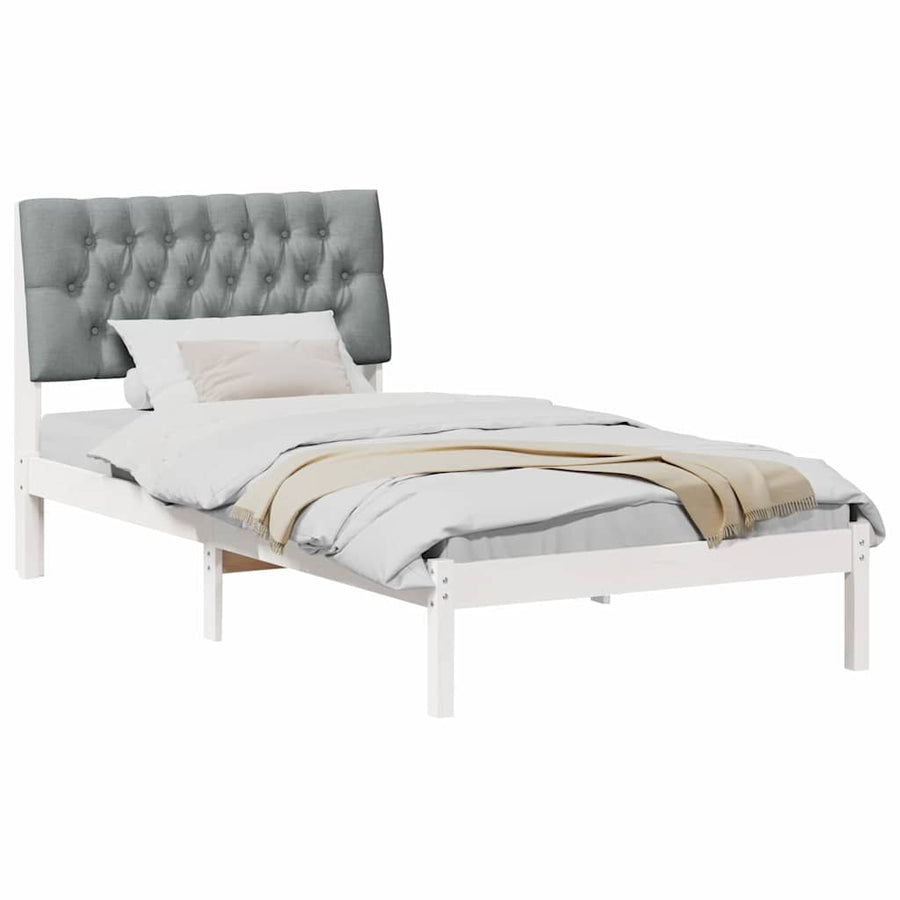 Bedframe met Gevoerd Hoofdgedeelte Wit 100 x 200 cm