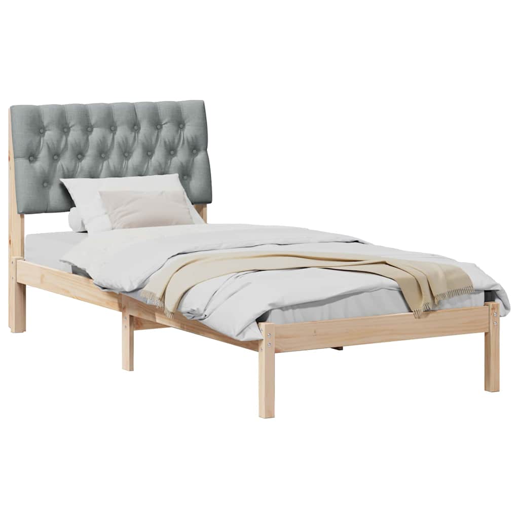 Bedframe met Gevoerd Hoofdgedeelte Bruin 90 x 200 cm