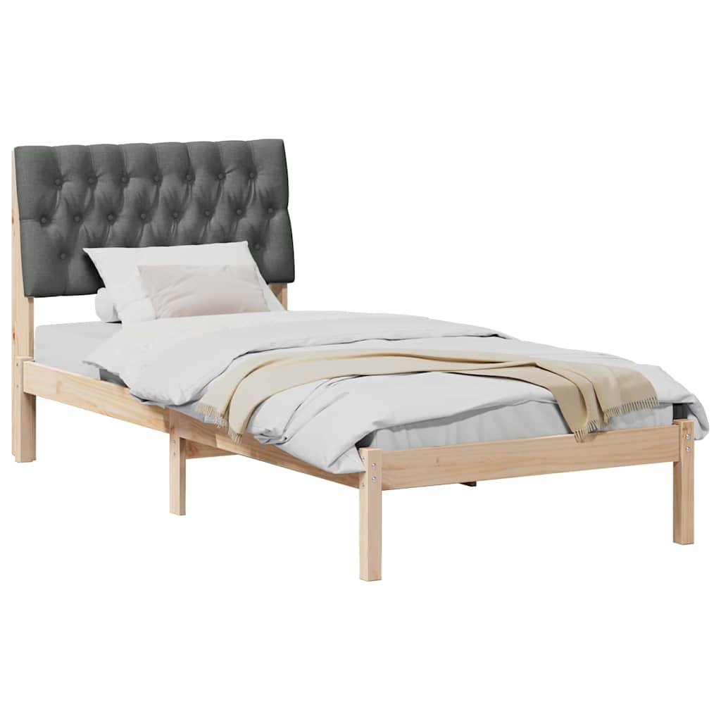 Bedframe met Gevoerd Hoofdgedeelte Bruin 90 x 200 cm