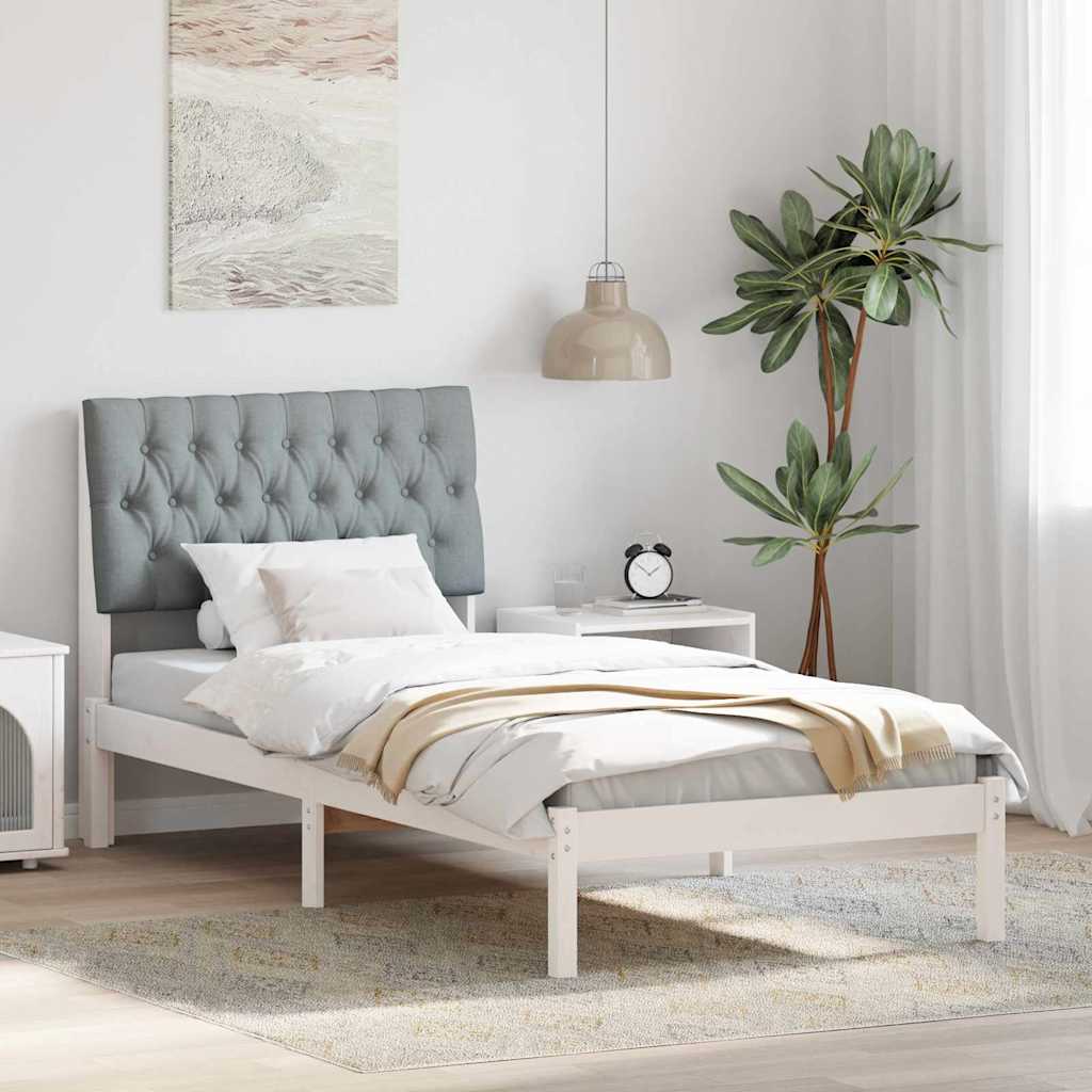 Bedframe met Gevoerd Hoofdgedeelte Wit 90 x 200 cm