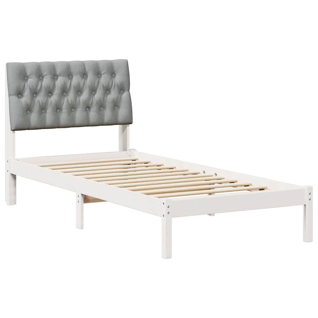 Bedframe met Gevoerd Hoofdgedeelte Wit 90 x 200 cm