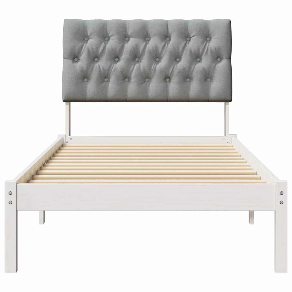 Bedframe met Gevoerd Hoofdgedeelte Wit 90 x 200 cm