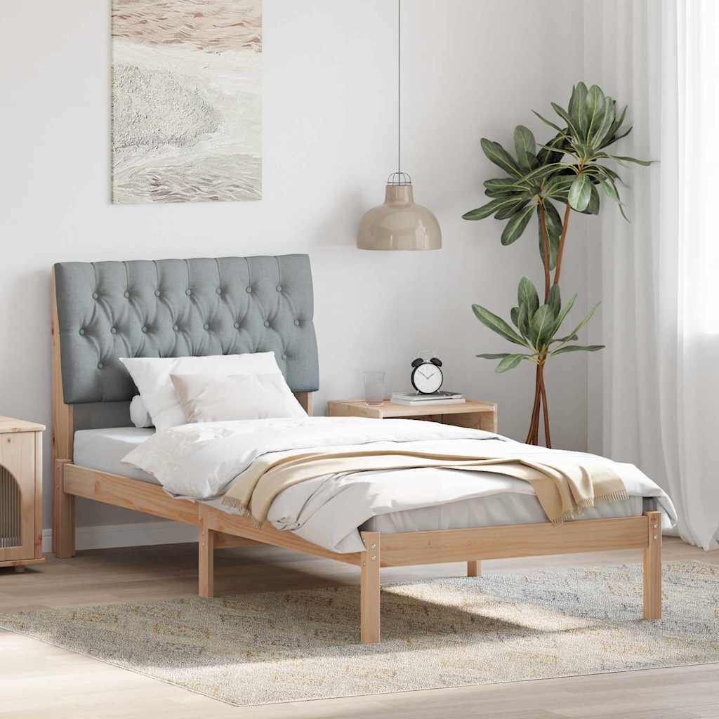 Bedframe met Gevoerd Hoofdgedeelte Bruin 90 x 190 cm