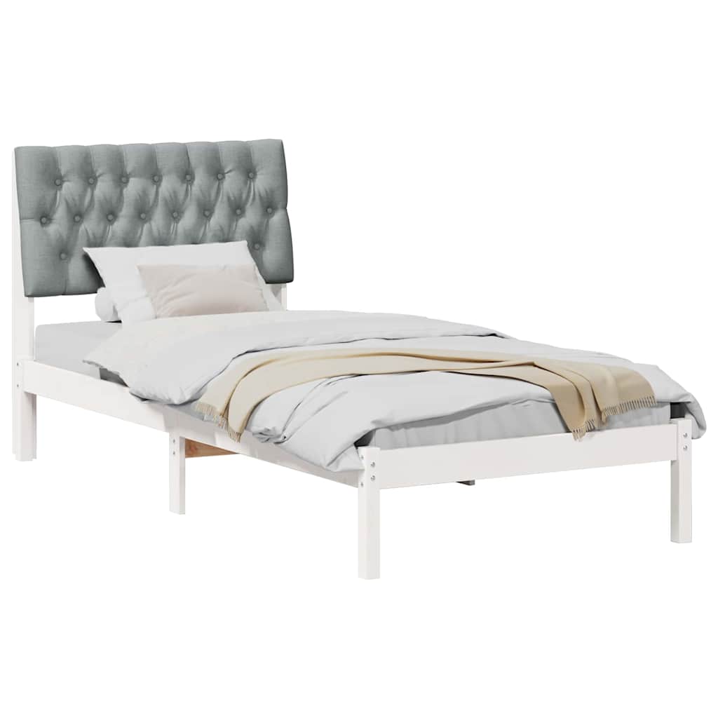 Bedframe met Gevoerd Hoofdgedeelte Wit 90 x 190 cm