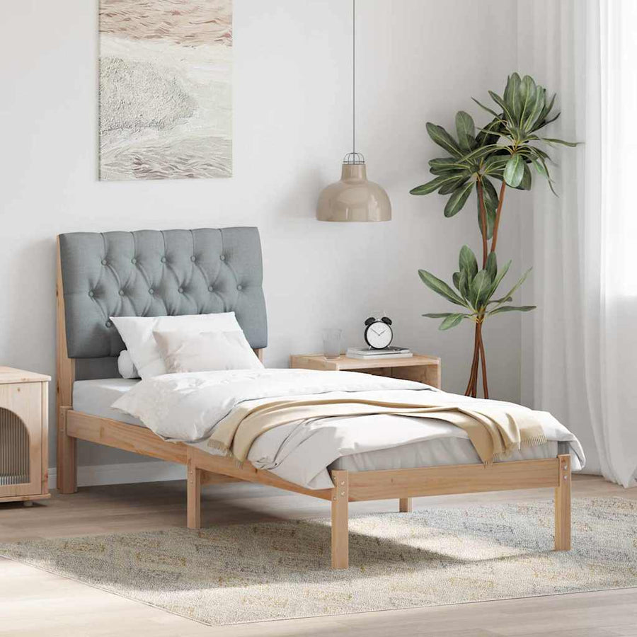 Bedframe met Gevoerd Hoofdgedeelte Bruin 75 x 190 cm