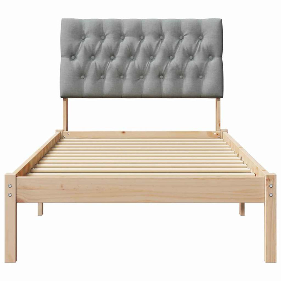 Bedframe met Gevoerd Hoofdgedeelte Bruin 75 x 190 cm
