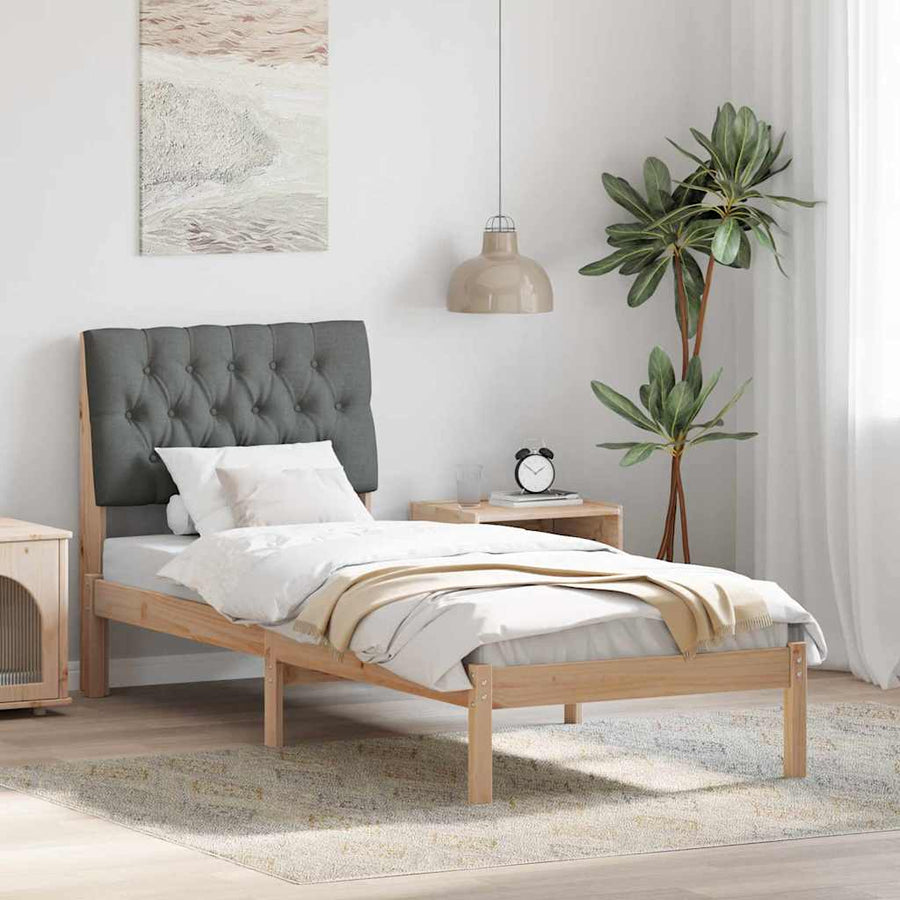 Bedframe met Gevoerd Hoofdgedeelte Bruin 75 x 190 cm