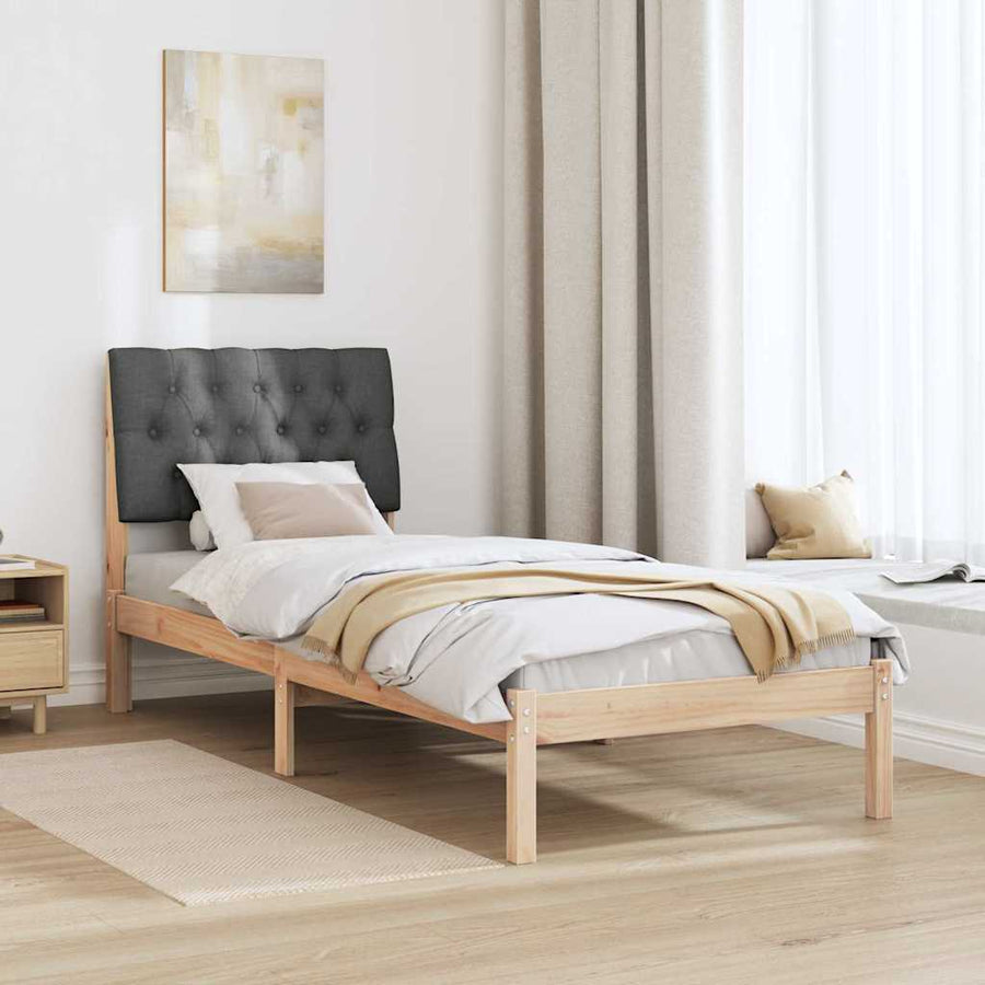 Bedframe met Gevoerd Hoofdgedeelte Bruin 75 x 190 cm