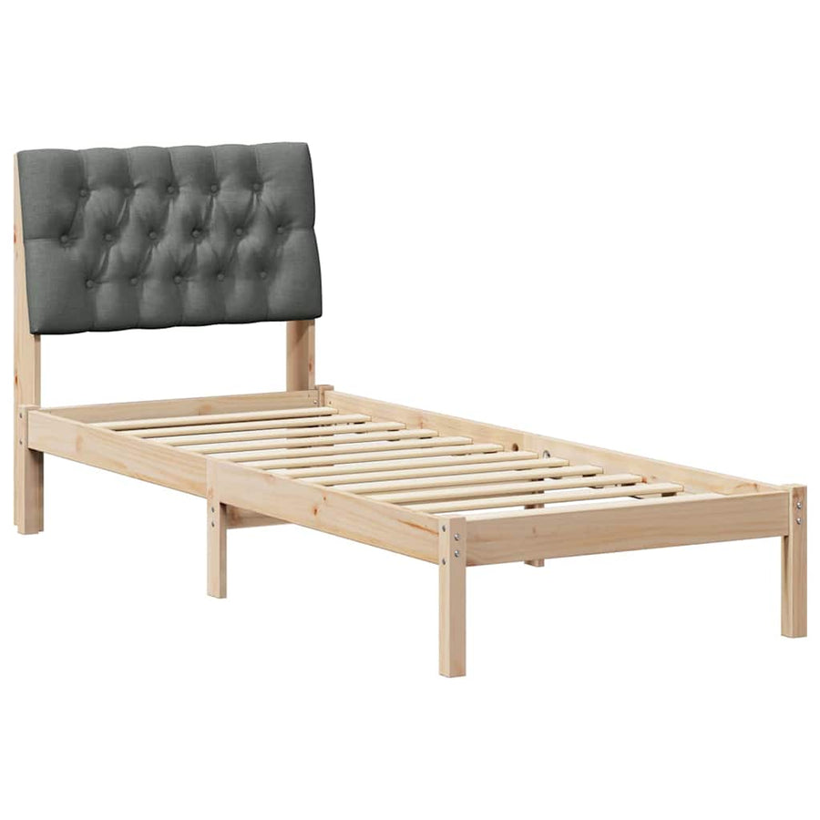 Bedframe met Gevoerd Hoofdgedeelte Bruin 75 x 190 cm