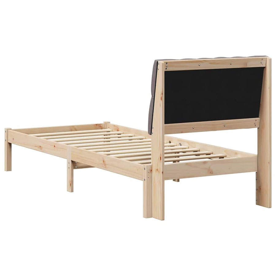 Bedframe met Gevoerd Hoofdgedeelte Bruin 75 x 190 cm