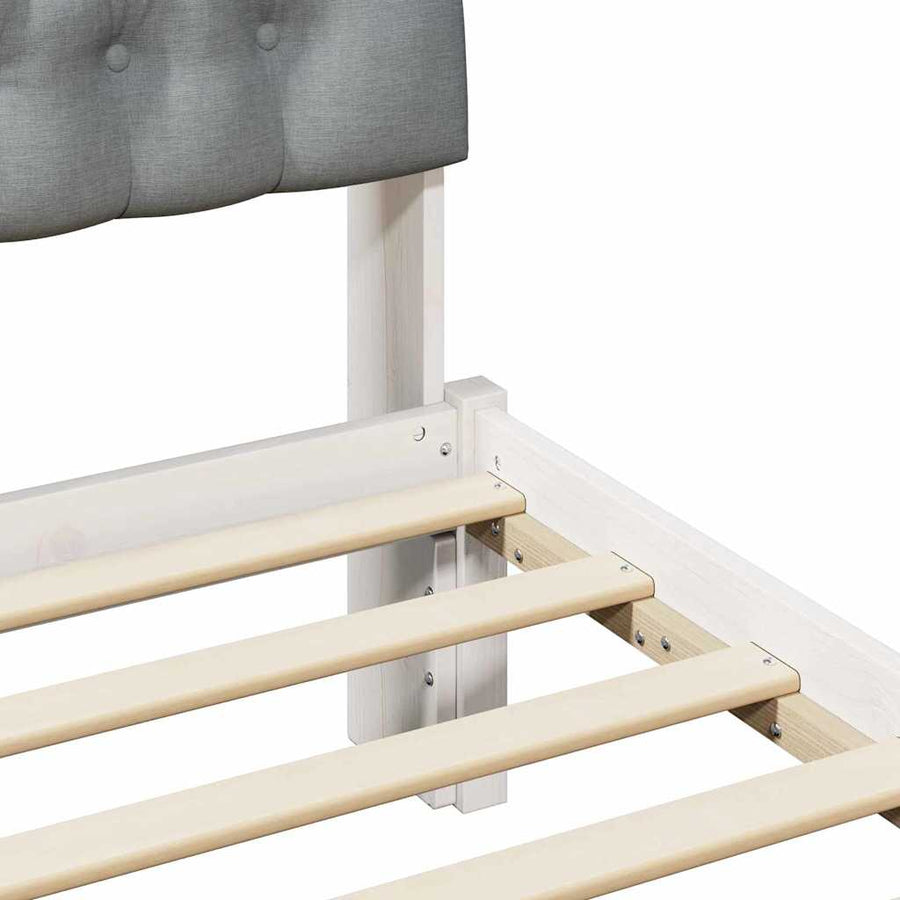 Bedframe met Gevoerd Hoofdgedeelte Wit 75 x 190 cm
