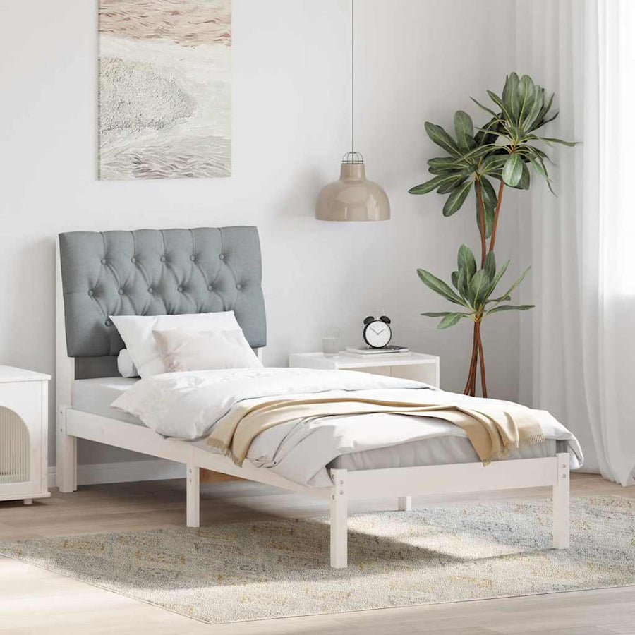 Bedframe met Gevoerd Hoofdgedeelte Wit 75 x 190 cm