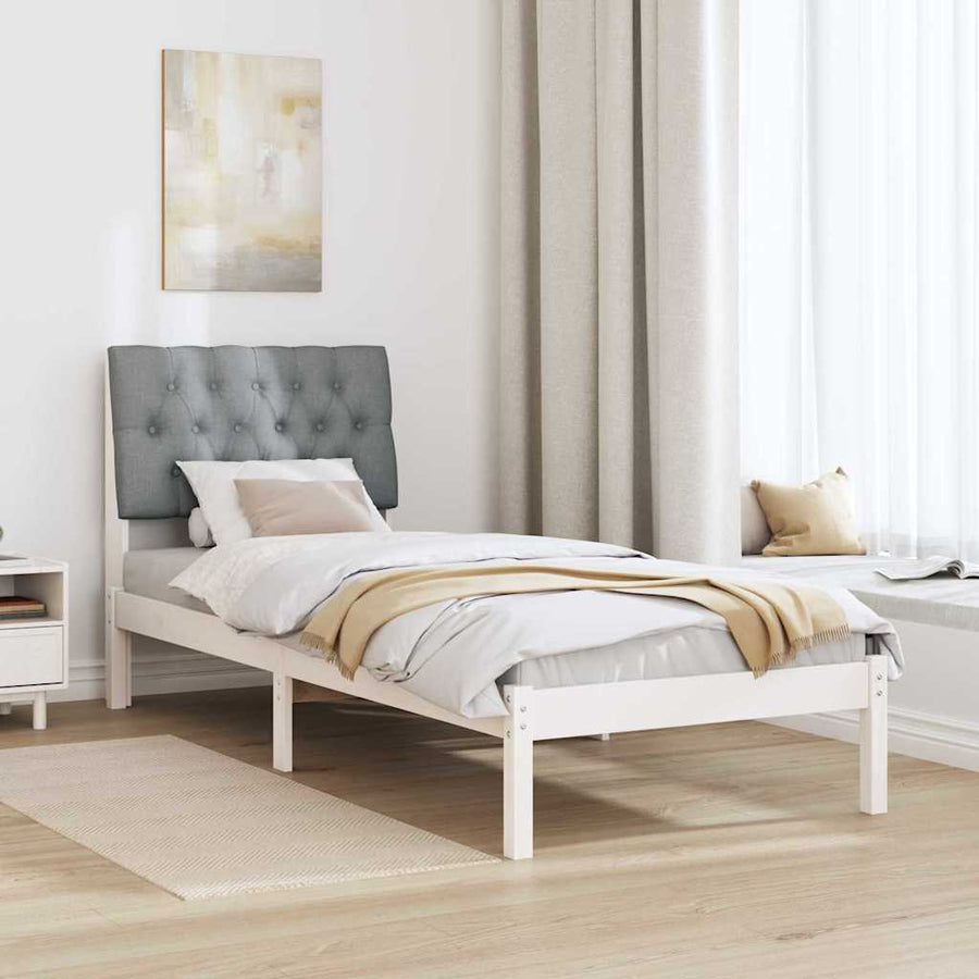 Bedframe met Gevoerd Hoofdgedeelte Wit 75 x 190 cm
