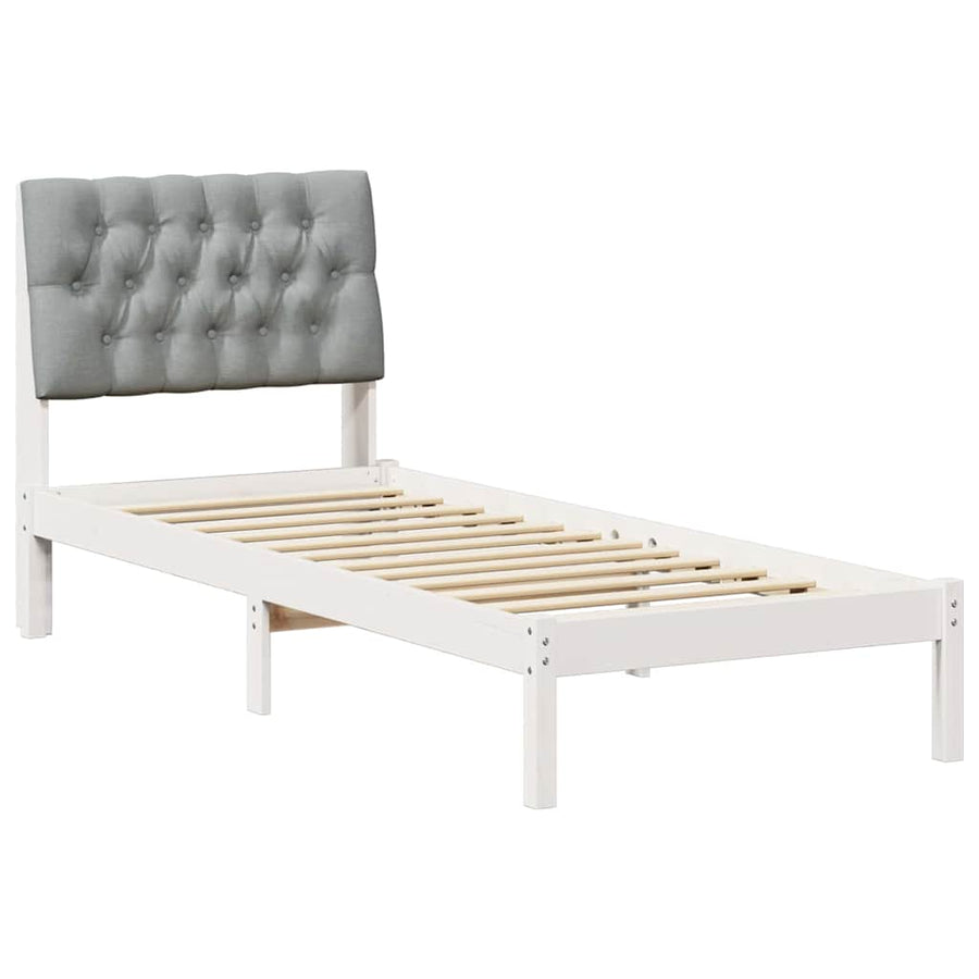 Bedframe met Gevoerd Hoofdgedeelte Wit 75 x 190 cm