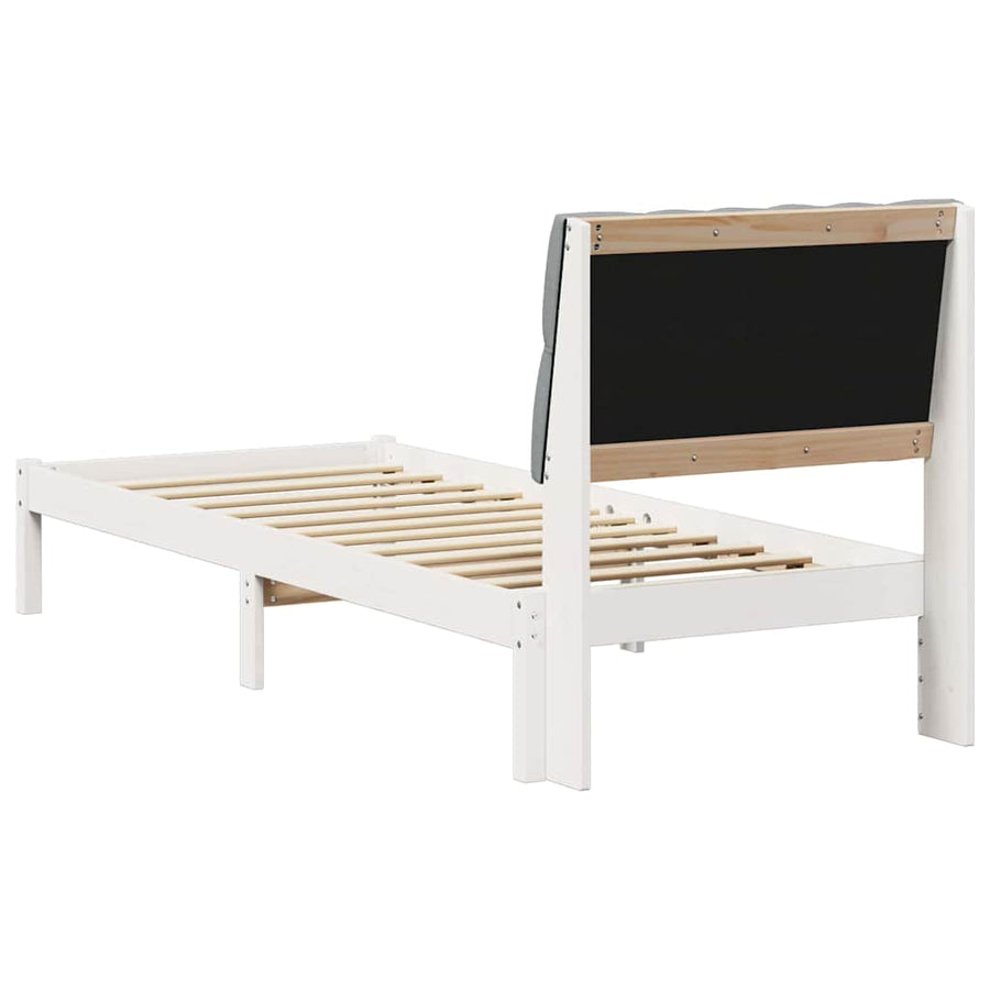 Bedframe met Gevoerd Hoofdgedeelte Wit 75 x 190 cm