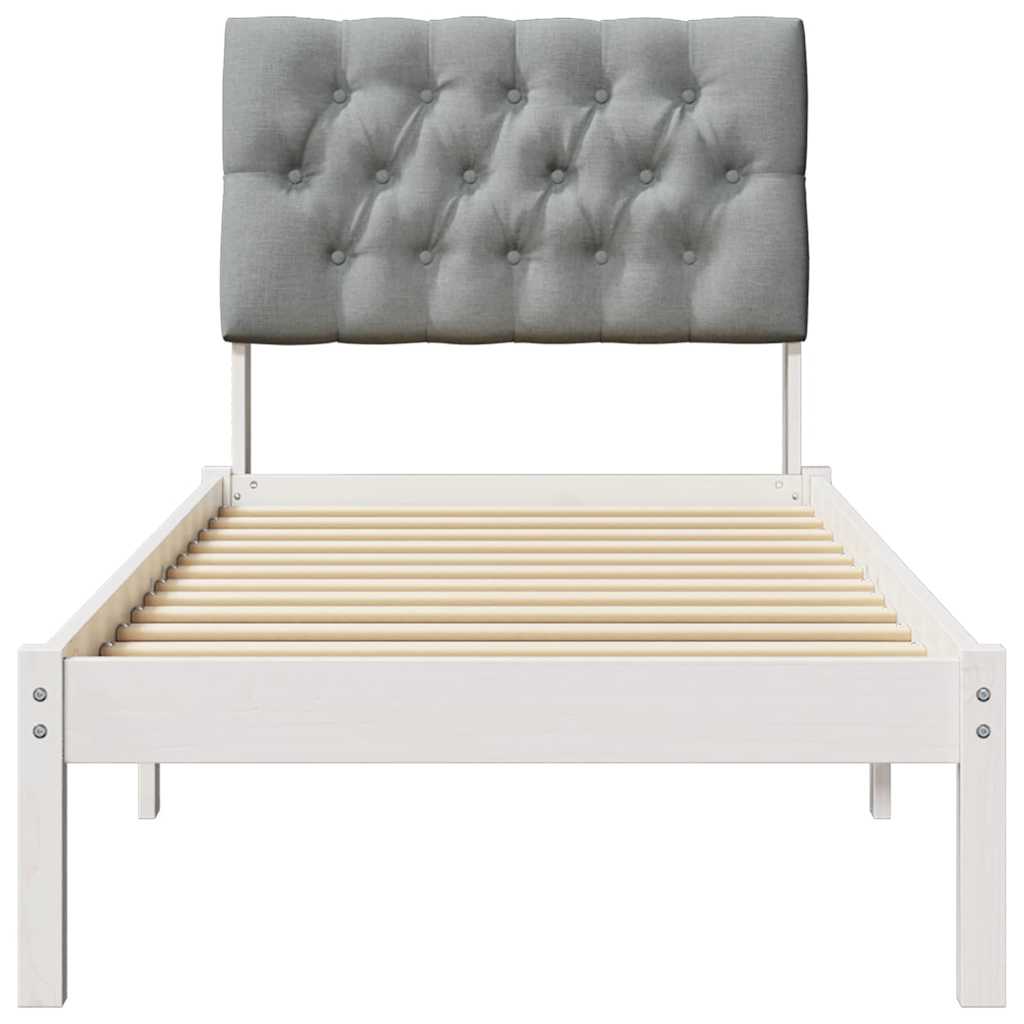 Bedframe met Gevoerd Hoofdgedeelte Wit 75 x 190 cm