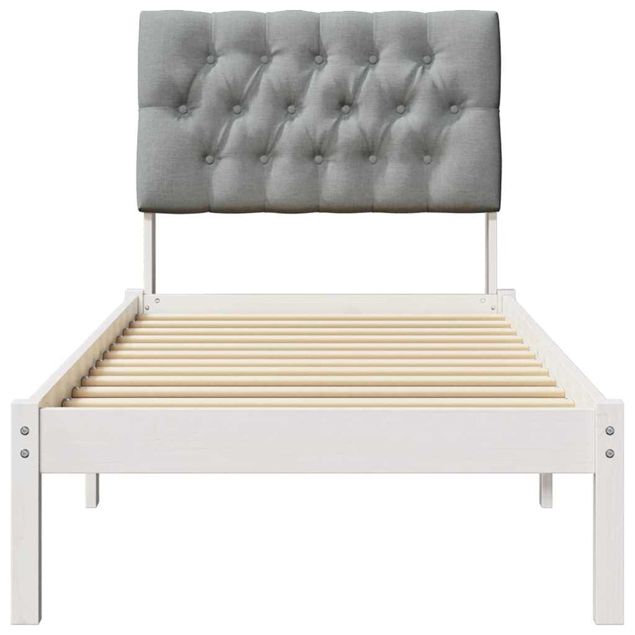 Bedframe met Gevoerd Hoofdgedeelte Wit 75 x 190 cm