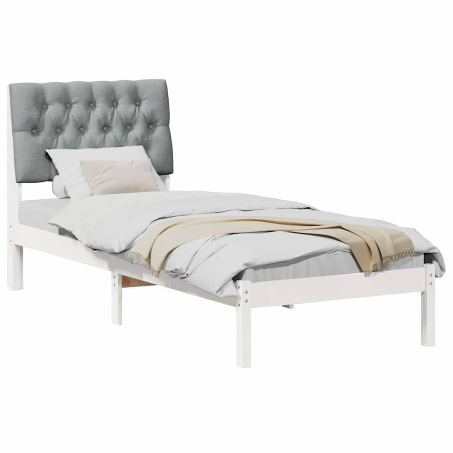 Bedframe met Gevoerd Hoofdgedeelte Wit 75 x 190 cm