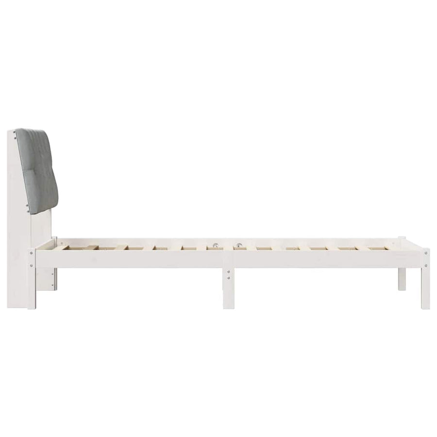 Bedframe met Gevoerd Hoofdgedeelte Wit 75 x 190 cm