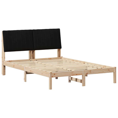 Bedframe met hoofdeinde Zwart 140 x 200 cm Massief grenenhout