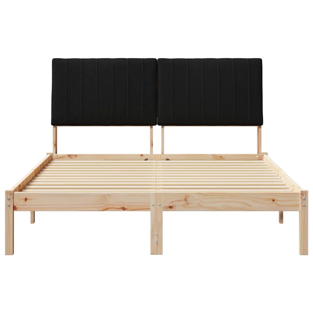 Bedframe met hoofdeinde Zwart 140 x 200 cm Massief grenenhout