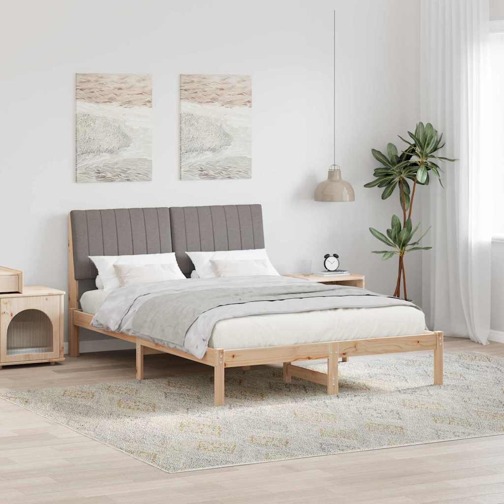 Bedframe met hoofdeinde Taupe 140 x 200 cm Massief grenenhout
