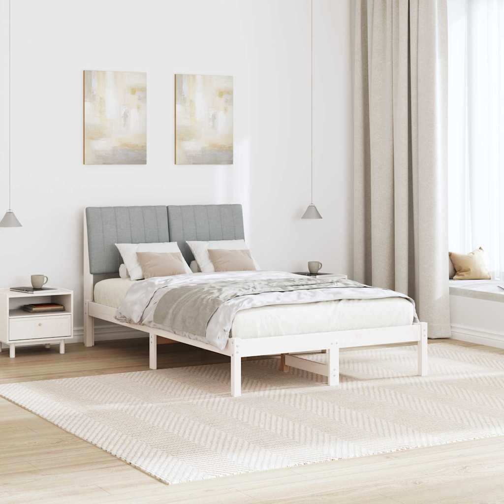 Bedframe met hoofdeinde Wit 120 x 200 cm Stof