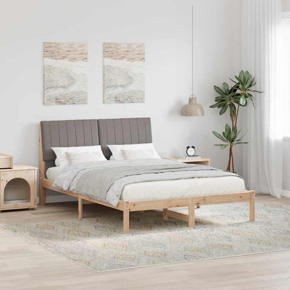 Bedframe met hoofdeinde Taupe 140 x 190 cm Massief grenenhout