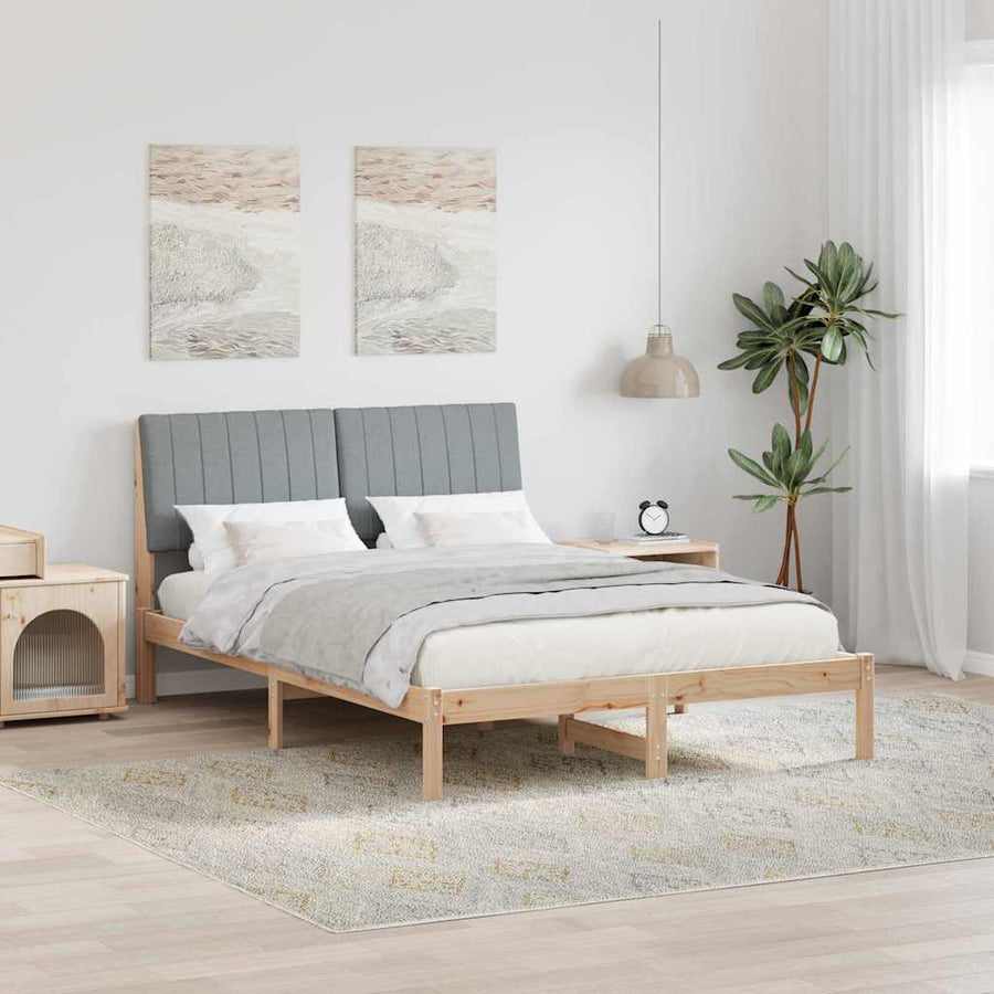 Bedframe met hoofdeinde Bruin 135 x 190 cm Stof