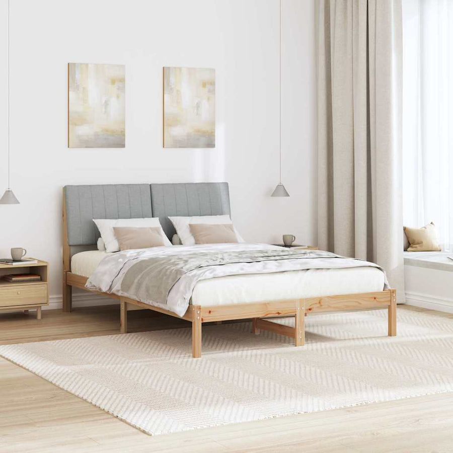 Bedframe met hoofdeinde Bruin 135 x 190 cm Stof