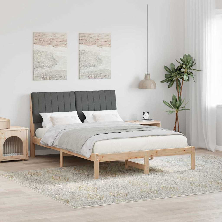 Bedframe met hoofdeinde Bruin 135 x 190 cm Stof