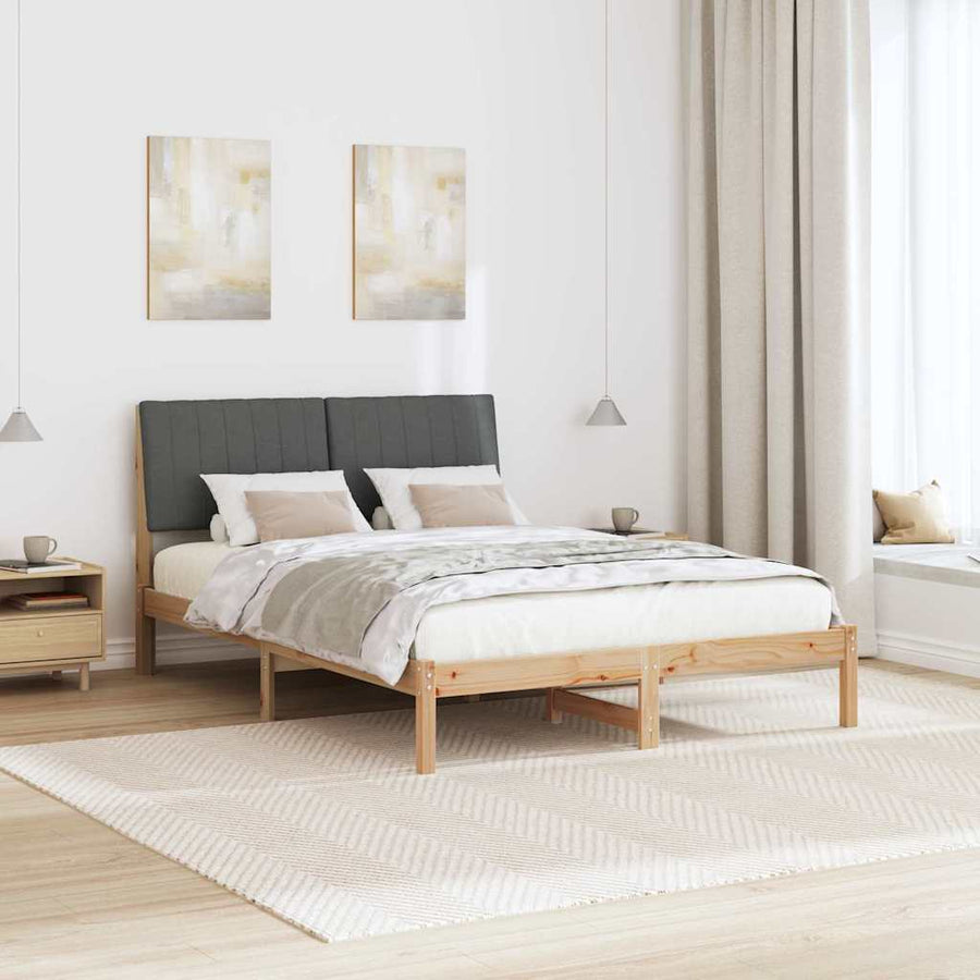 Bedframe met hoofdeinde Bruin 135 x 190 cm Stof
