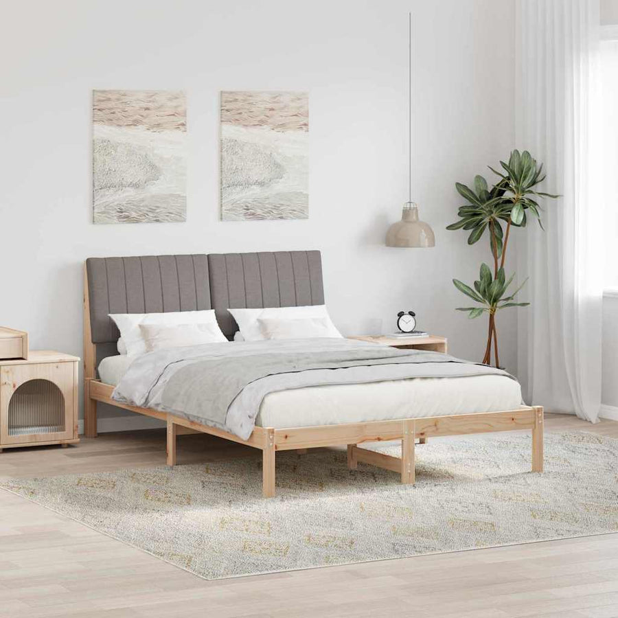 Bedframe met hoofdeinde Bruin 135 x 190 cm Stof