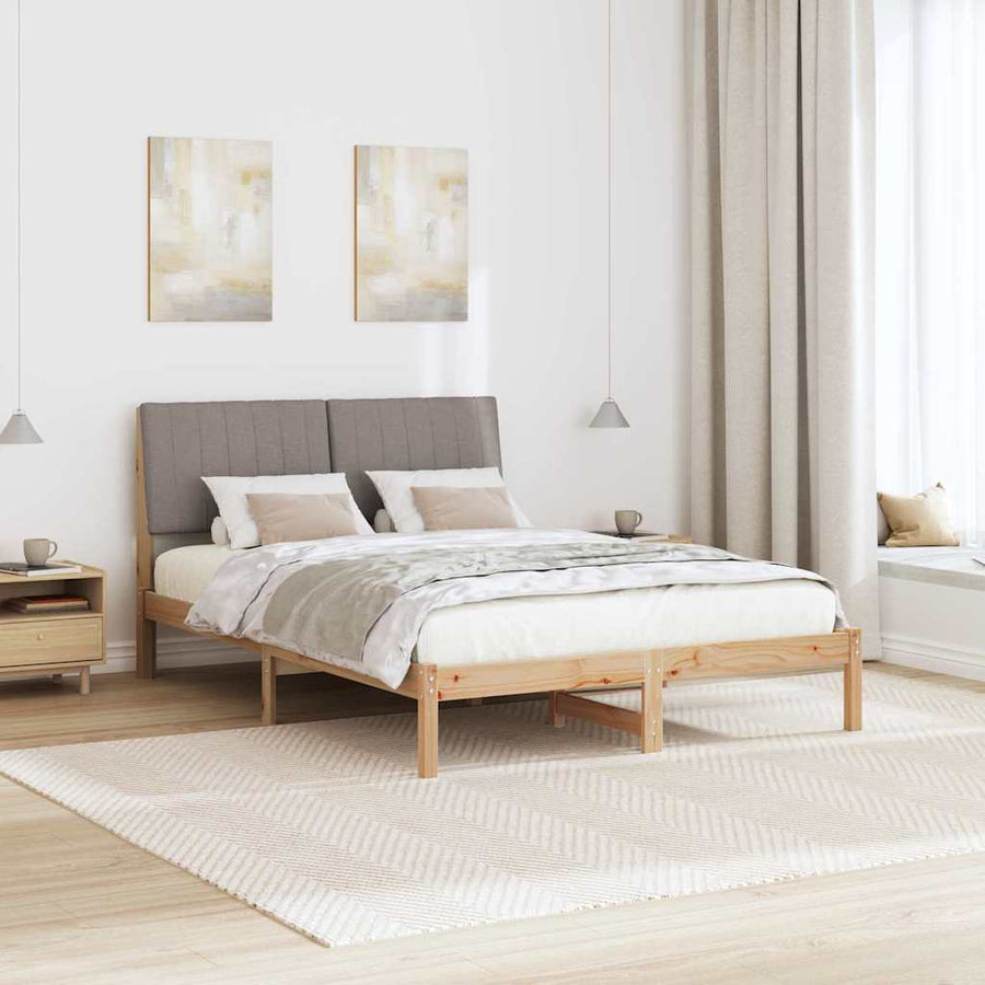 Bedframe met hoofdeinde Bruin 135 x 190 cm Stof