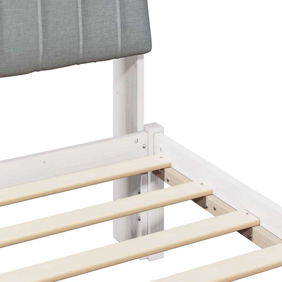 Bedframe met hoofdeinde Wit 135 x 190 cm Stof