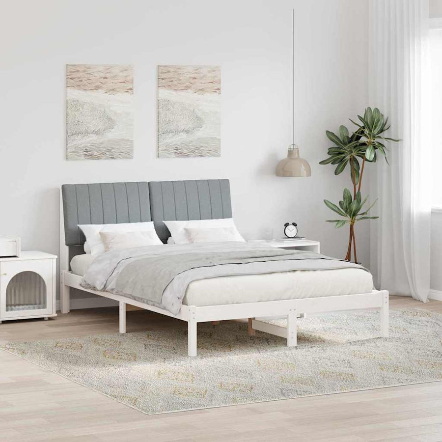 Bedframe met hoofdeinde Wit 135 x 190 cm Stof