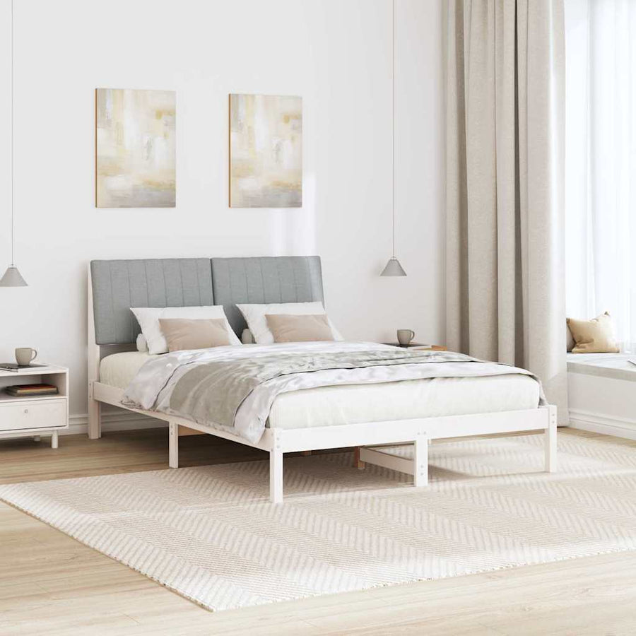 Bedframe met hoofdeinde Wit 135 x 190 cm Stof