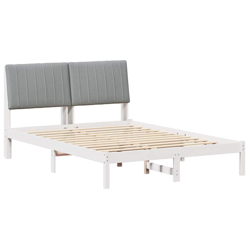 Bedframe met hoofdeinde Wit 135 x 190 cm Stof