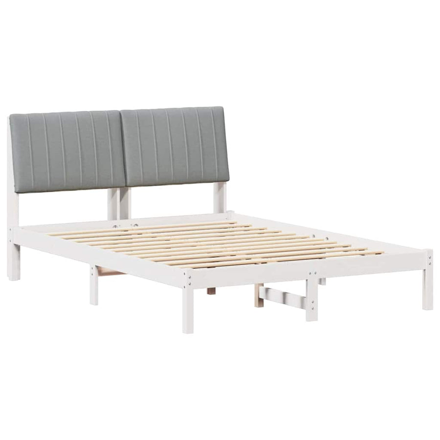 Bedframe met hoofdeinde Wit 135 x 190 cm Stof