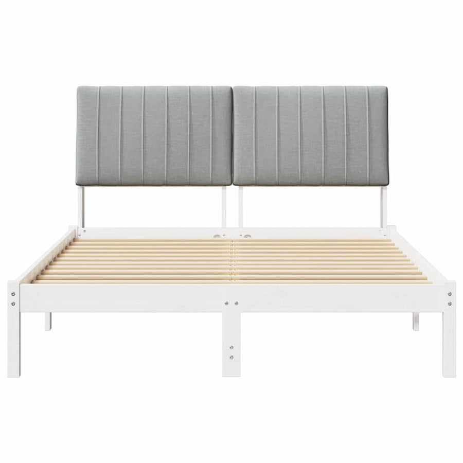 Bedframe met hoofdeinde Wit 135 x 190 cm Stof