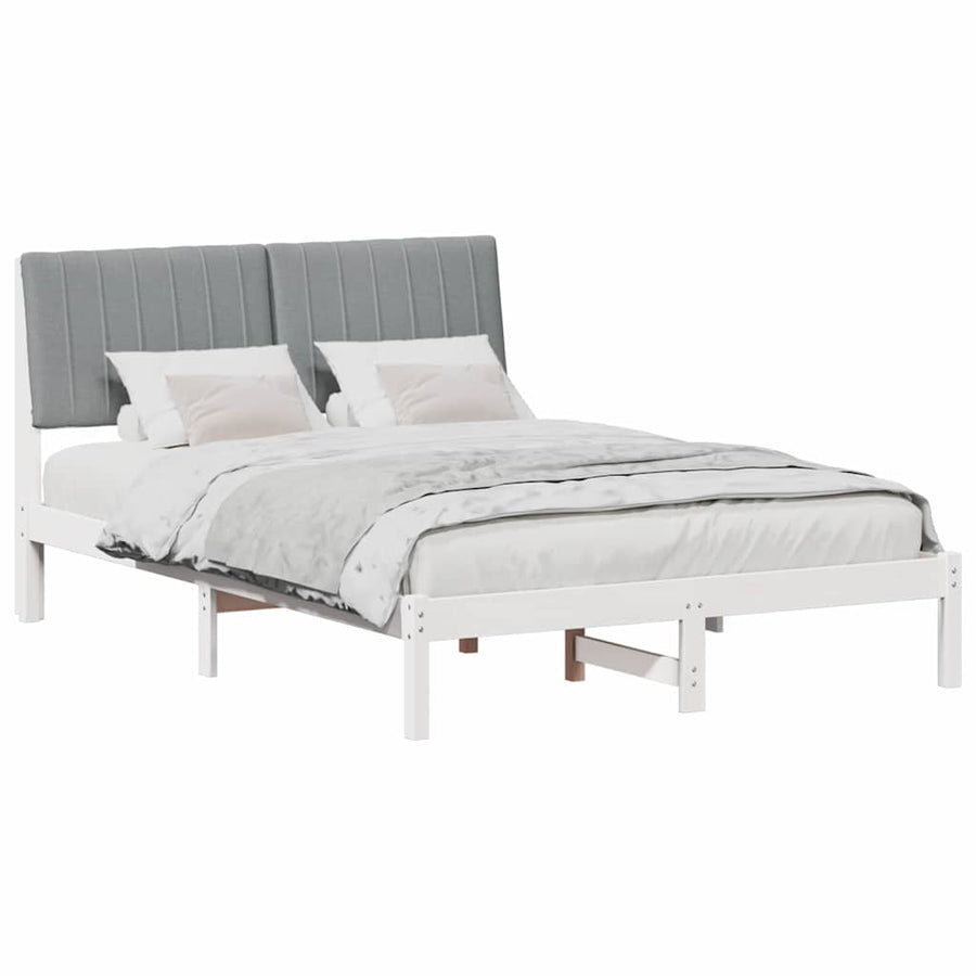 Bedframe met hoofdeinde Wit 135 x 190 cm Stof