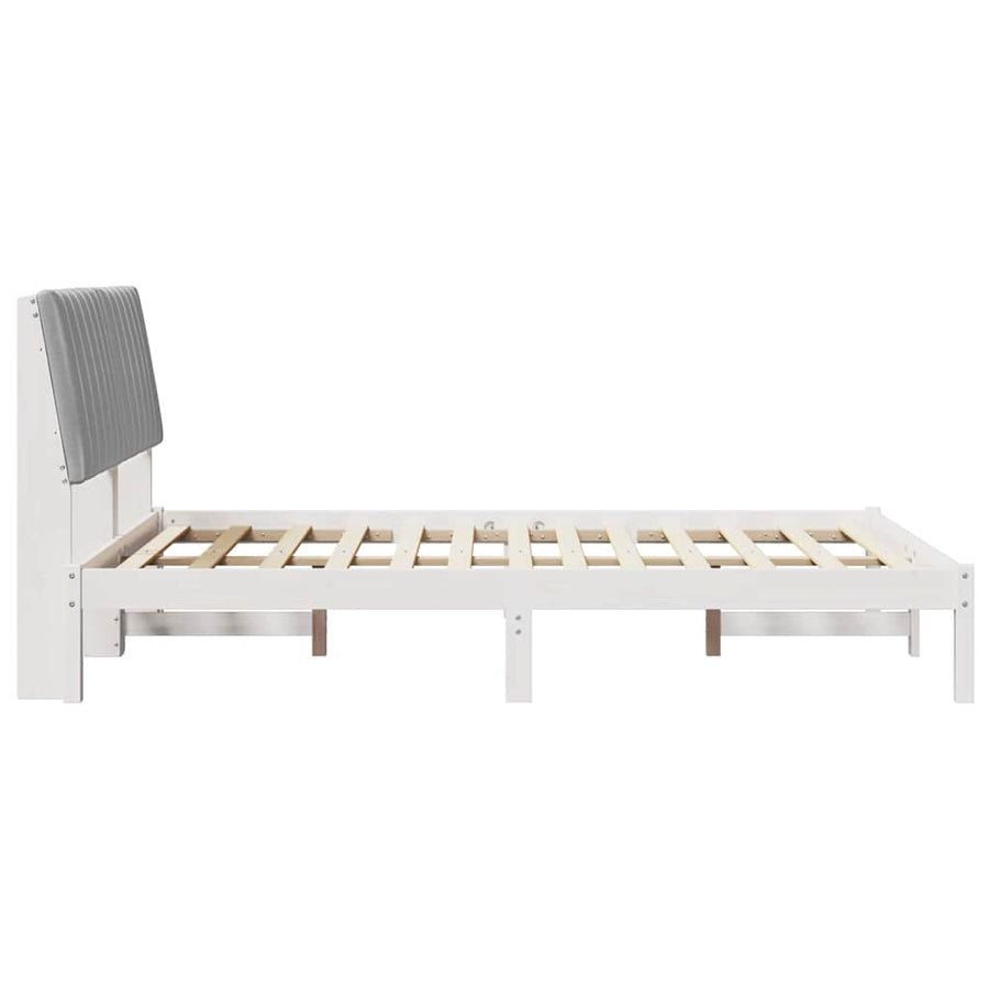 Bedframe met hoofdeinde Wit 135 x 190 cm Stof