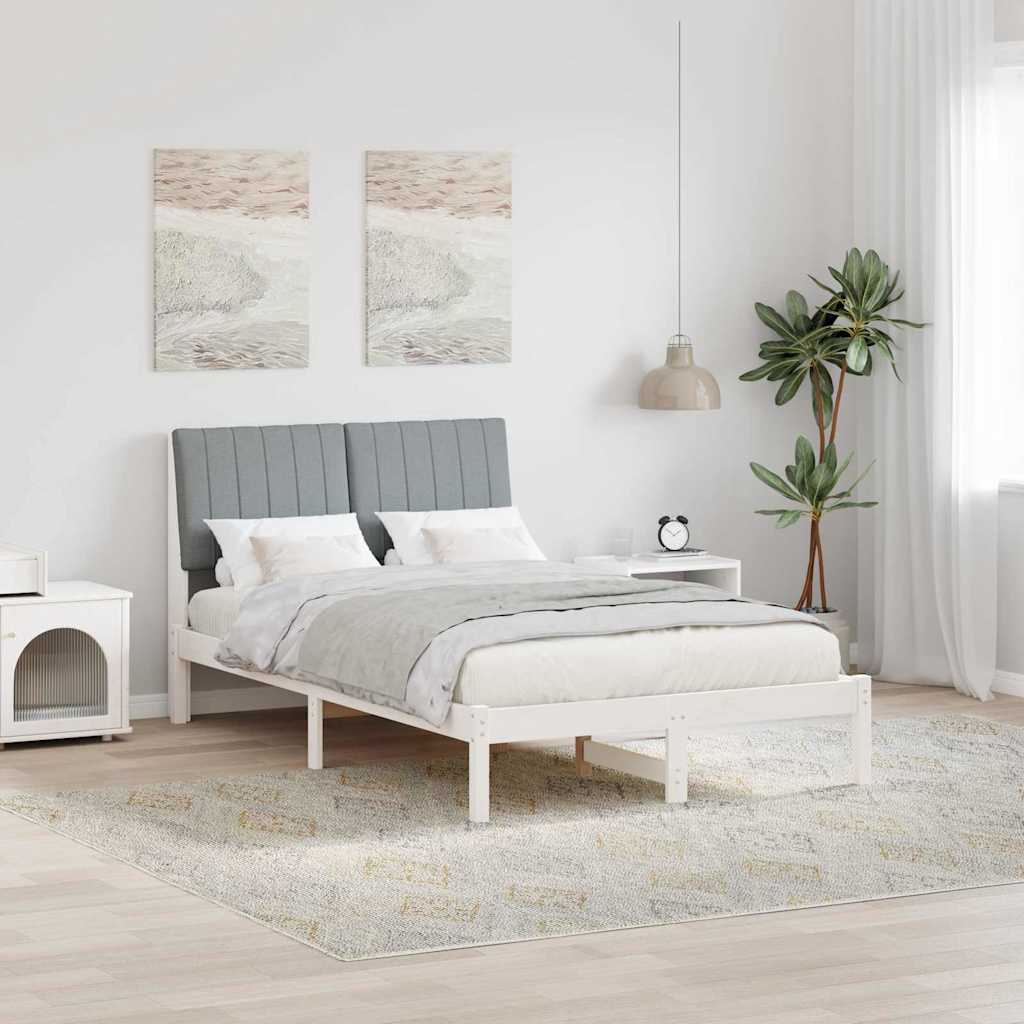 Bedframe met hoofdeinde Wit 120 x 190 cm Stof