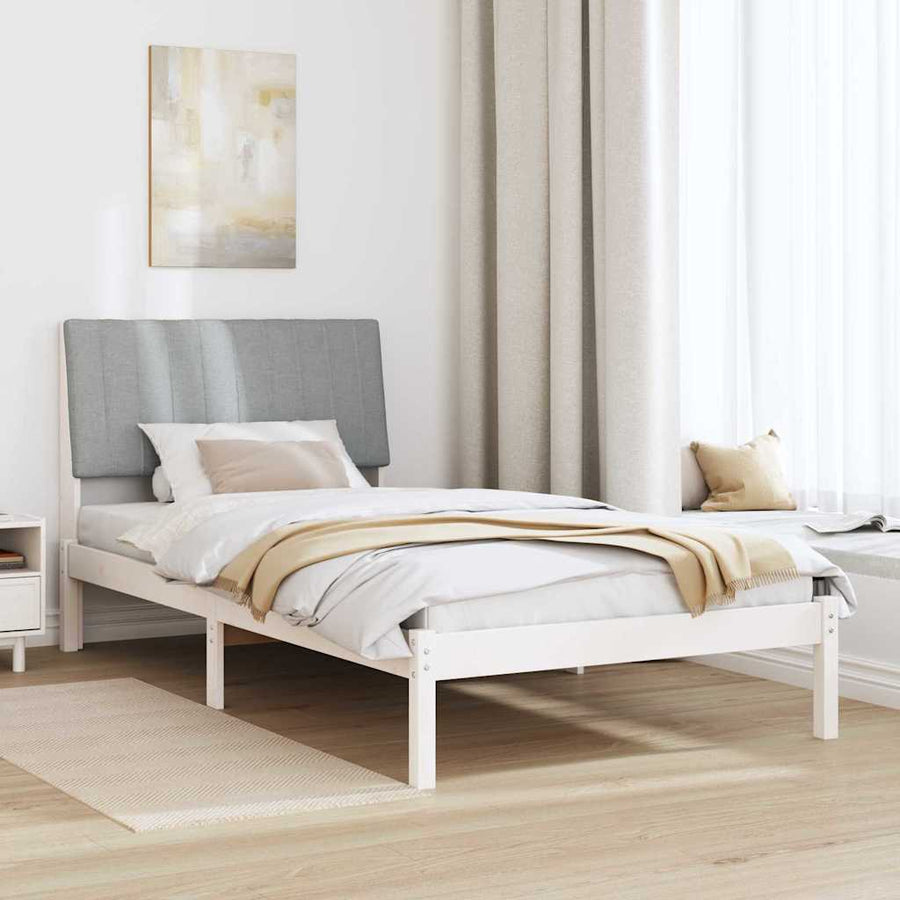 Bedframe met hoofdeinde Wit 100 x 200 cm Stof