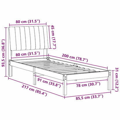 Bedframe met hoofdeinde Bruin 80 x 200 cm Stof